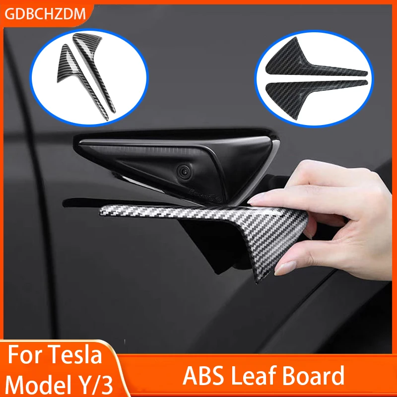 For Tesla Model 3/Y Side Camera Protection Cover Carbon Fiber Fender Trim Cover Car Modification Accessories Tesla 2017-2024