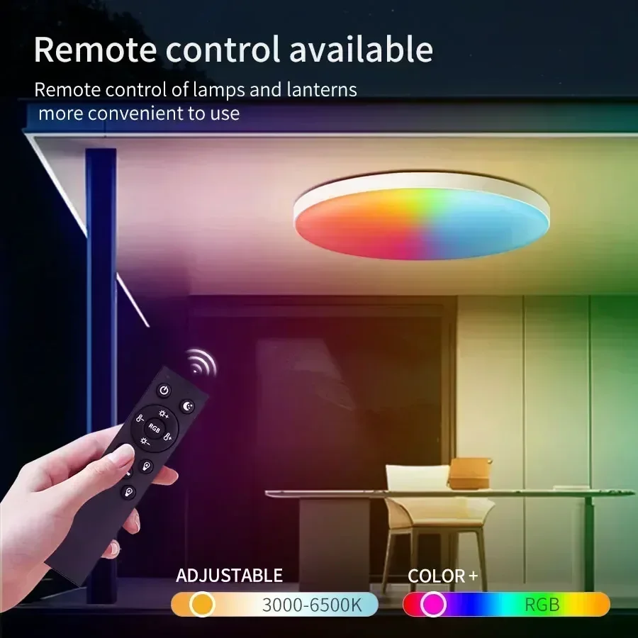 

24 Вт RGB 85-265 В Tuya Умный потолочный светильник Круглая окружающая лампа Дистанционное управление через приложение Работает Smart Life Wi-Fi или Bluetooth Опционально