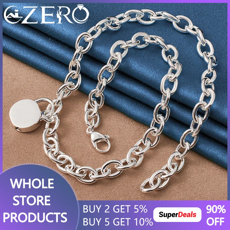 

ALIZERO 925 Sterling Silver 18 Inch Lobster Clasp Chain Round Lock Pendant Necklace For Women Men Wedding Party Charms Jewelry