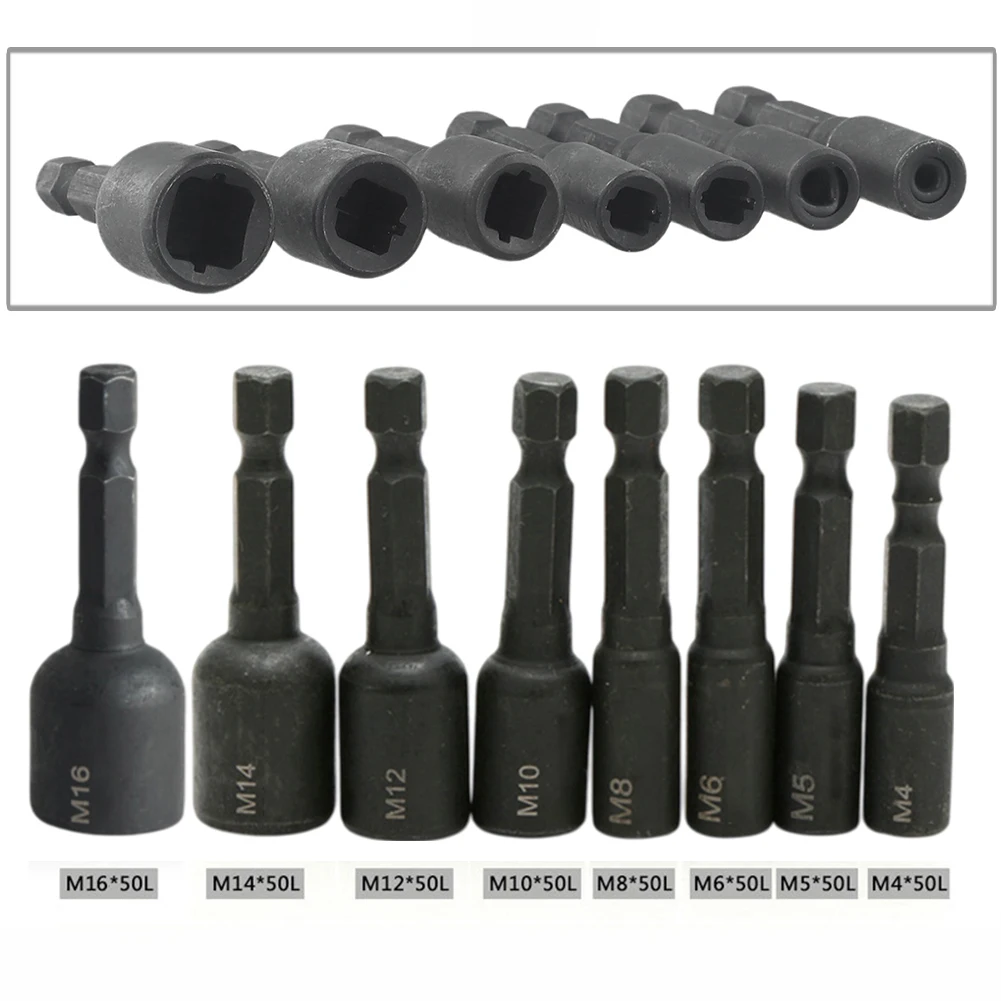 8pcs/Set 4mm-16mm Screw Tap Socket Adapter 1/4