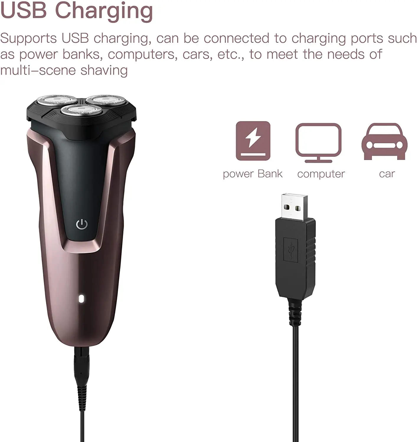 4.3V USB Shaver Charger Cable，Replacement Philips Shaver Power Cord for Norelco One Blade QP2520, QP2620, A00390, QG3320, RQ320