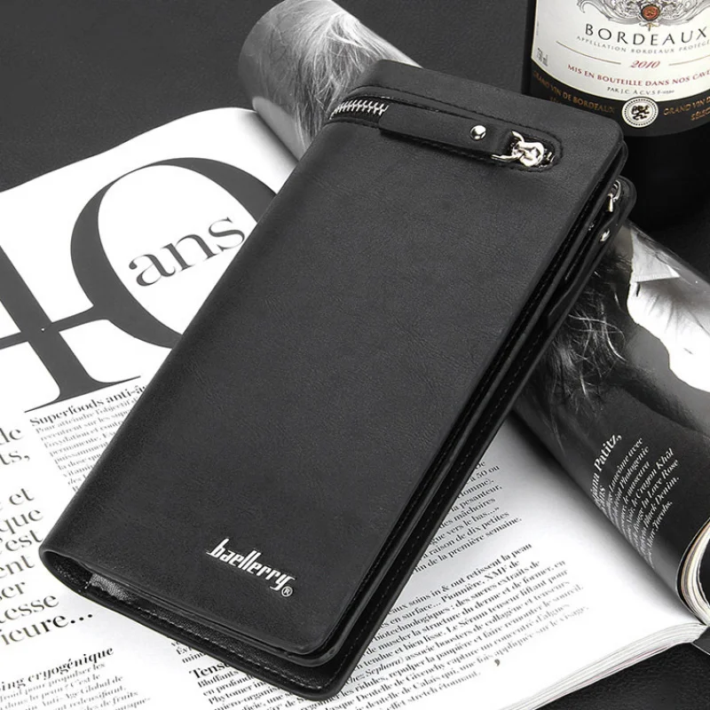 Men's Wallet Long Retro Style PU Leather Credit Card Holder High-Quality Business Simplicity Portable Phone Bag