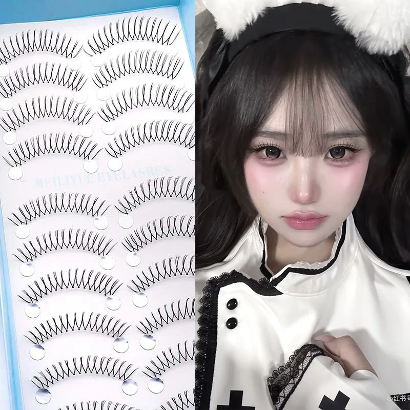 10 Pairs Korean U-Shaped DIY False Eyelashes Reusable Transparent Stem Manga Eyelash Extensions Kpop Girl Makeup Tool
