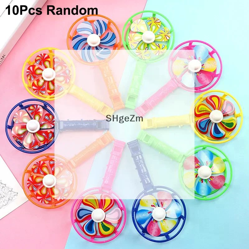 Random 10Pcs Children Toys Plastic Whistle Windmill Fan Kids Birthday Party Gifts Back To School Presents Toy For Kids Gifts