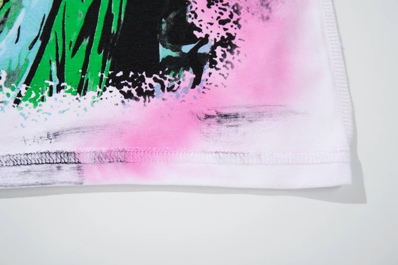 Monster-Schrei-Grafik-T-Shirt für Herren, Strass-Verzierung, Pink Tie-Dye, Oversized Punk Gothic Vintage Streetwear T-Shirt, Washed-Look – Detail 11