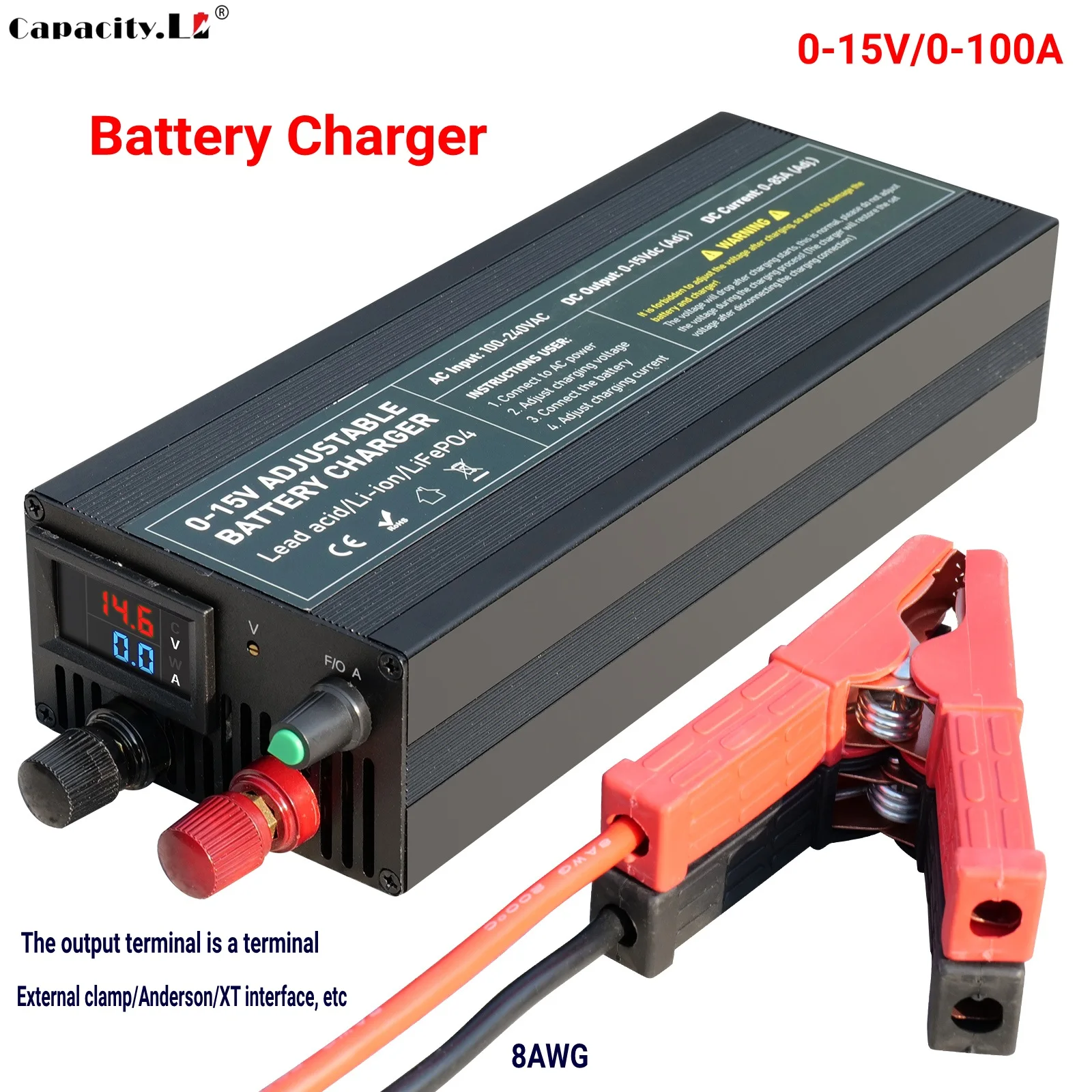 14.6V 60A/85A/100A Big Current lithium Charger For 12V LiFePO4 Battery Pack Fast Charging Current & Voltage Adjustable Chargers