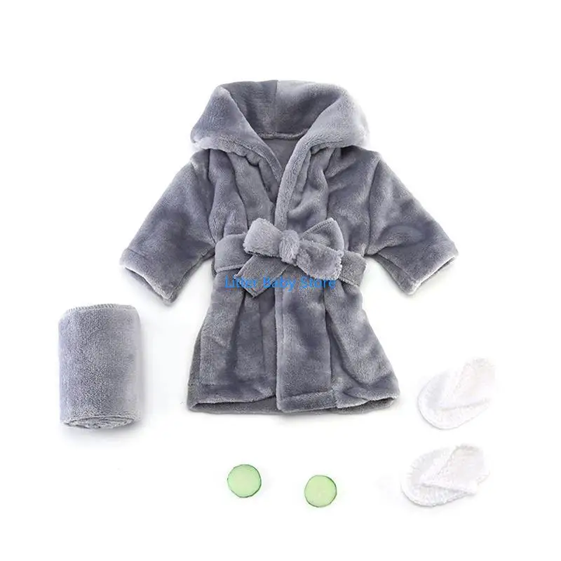 

N80C Baby Outfit Photography Props Bathrobe Towel Cucumber Slices Newborn Shower Gift