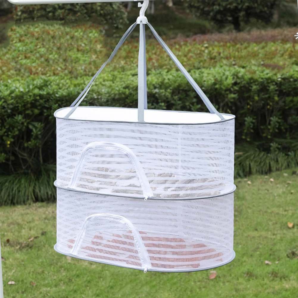 4 Layer Drying Net Herbs with Zips Herb Drying Rack Removable Windproof Hook Fine-Grained Grid for Flowers Buds Plants Organizer