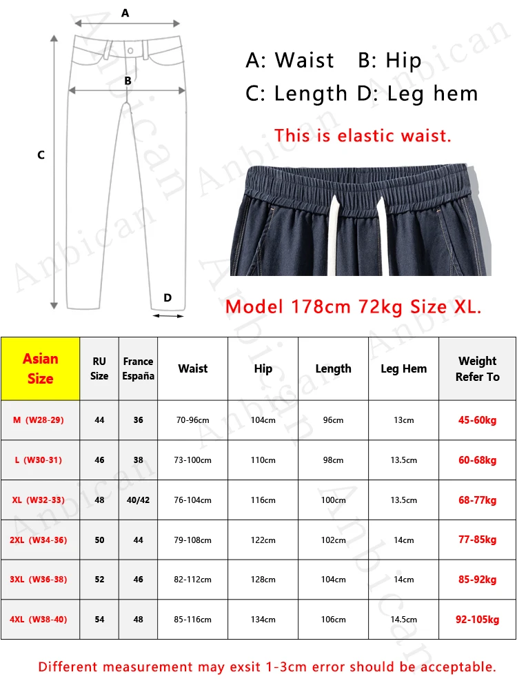 2025 Autumn New Men's Jogger Jeans Korean Fashion Elastic Waist Drawstring Slight Stretch Loose Fit Denim Pants