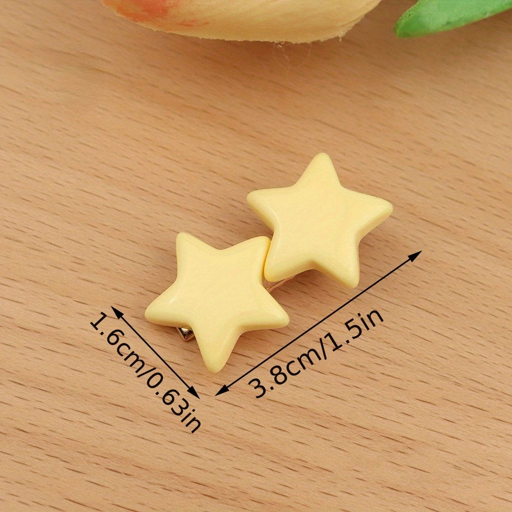 Girls' Solid Yellow Star Hairpin Children's Cute Strip Hair Clip Broken Hair Clip No Harm To Hair Hairpin Clips for Girls