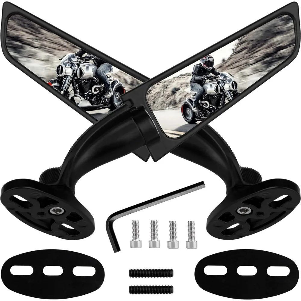 

Motorcycle Mirrors Wing Rear View, 360° Rotating Stealth Motorcycle Rearview Compatible with Kawasaki Ninja 400 ZX6R 650 300, Ho