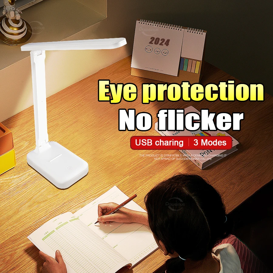 

Folding Table Lamp USB Touch Dimmable Night Light Student Dormitory Reading Eye Protection Bedroom LED USB Charge Desk Lamp