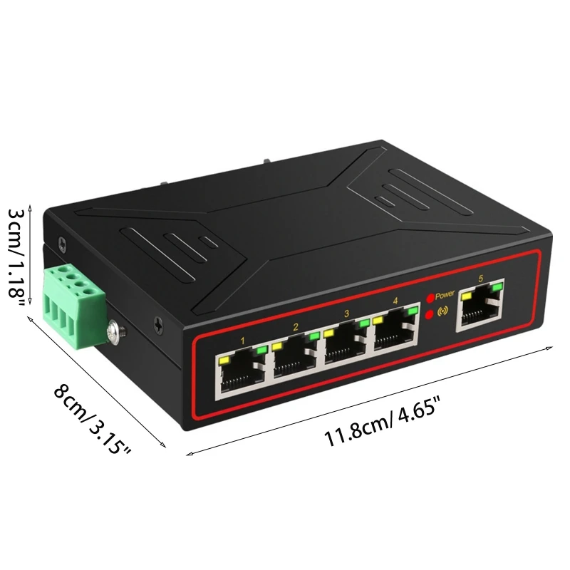 TXE043 5 พอร์ตอุตสาหกรรม Ethernet 10/100/1000Mbp เครือข่าย DIN ประเภทเครือข่าย Lan Hub Adapter