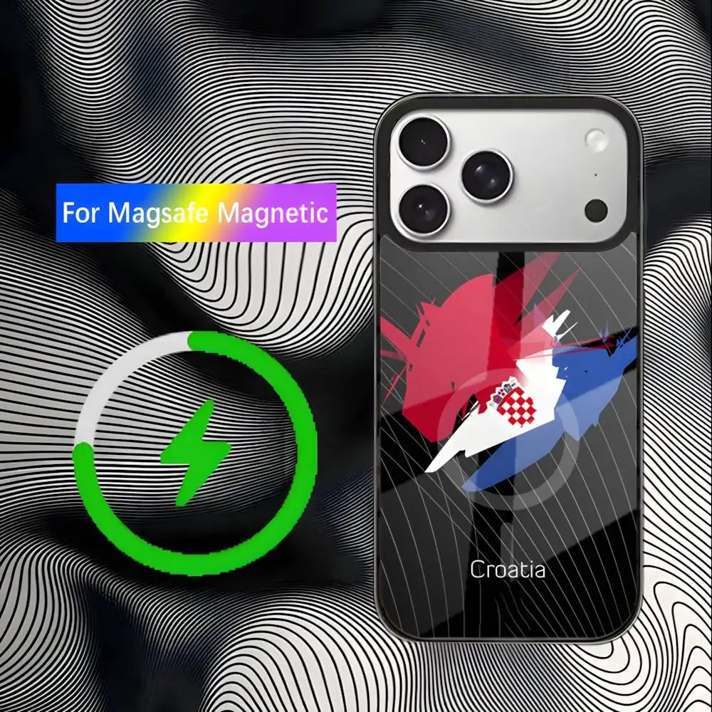 クロアチア国旗柄 iPhoneケース iPhone 17,16,15,14,13,12,11,Pro,Max,Plus,Mini,SE4,E対応 磁気マグセーフ ワイヤレス充電対応