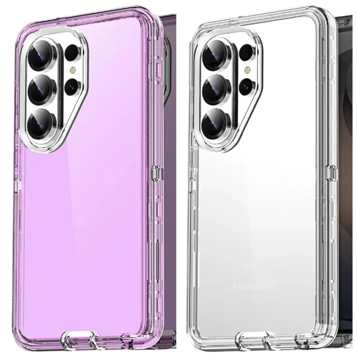 Transparent OTT-BOX Rugged PC+TPU Case For Samsung S26 Ultra S25 S24 S23 S22 Plus Dual Layer Military Enhanced Shockproof Cover