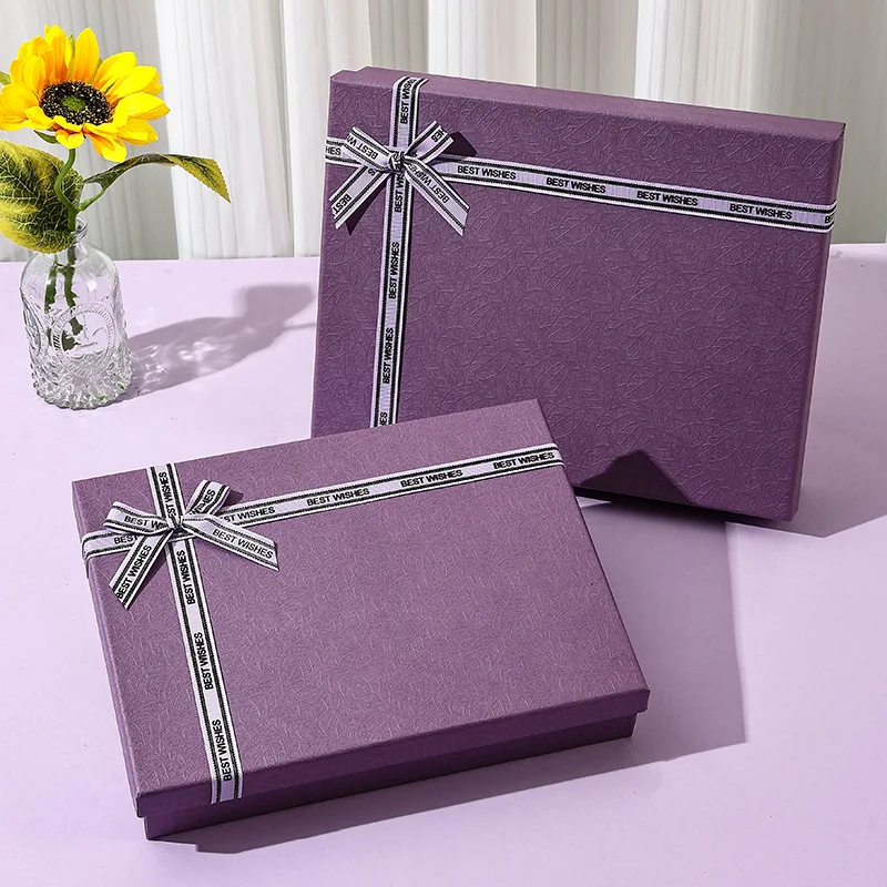 Custom. Factory Direct Sale In Stock Purple Box Empty Box Scarf Packaging Box Top and Bottom Lid Thermal Underwear Package