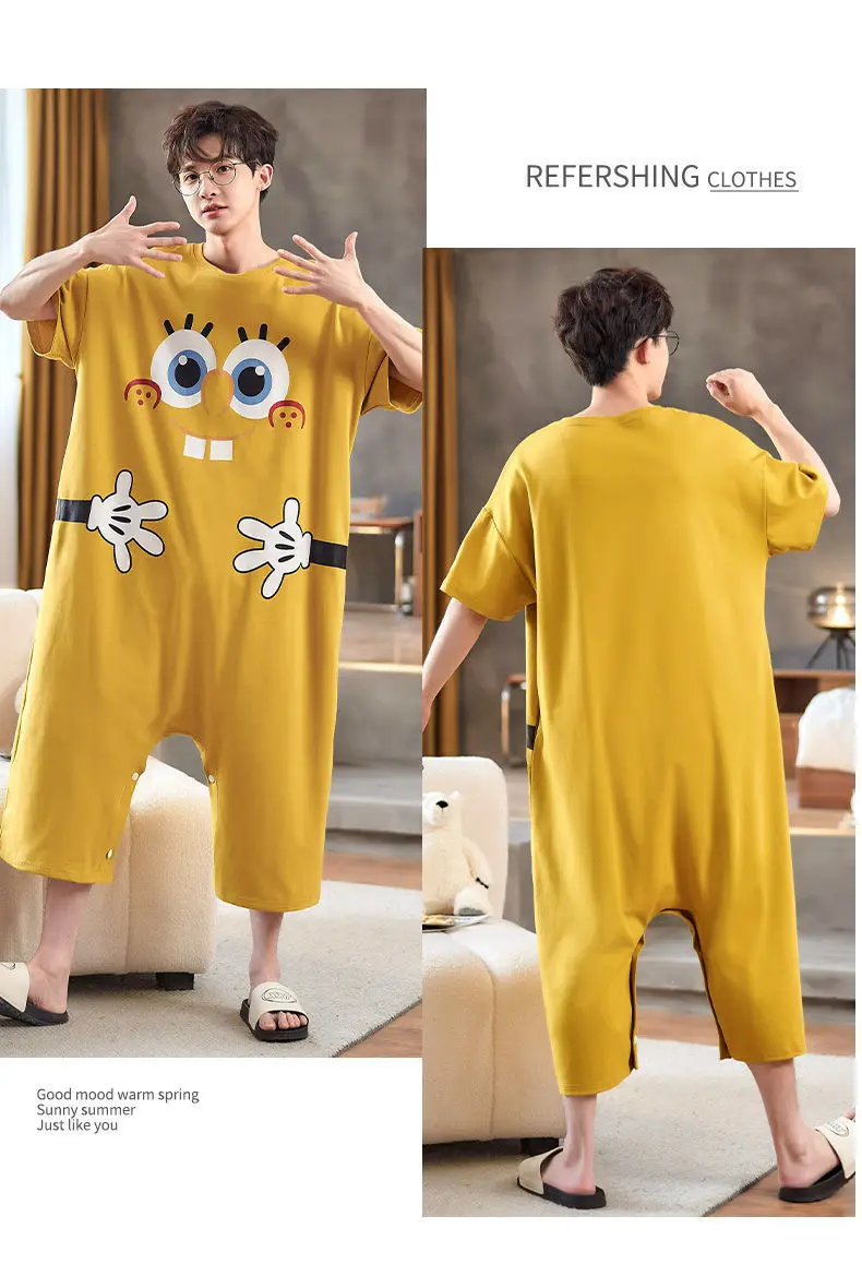 Onesie Cute Cartoon Couple Pajamas Man Bathrobe Home Clothes for Sleep Summer Dress Pyjama Women\'s Nightie Pyjamas Loungewear