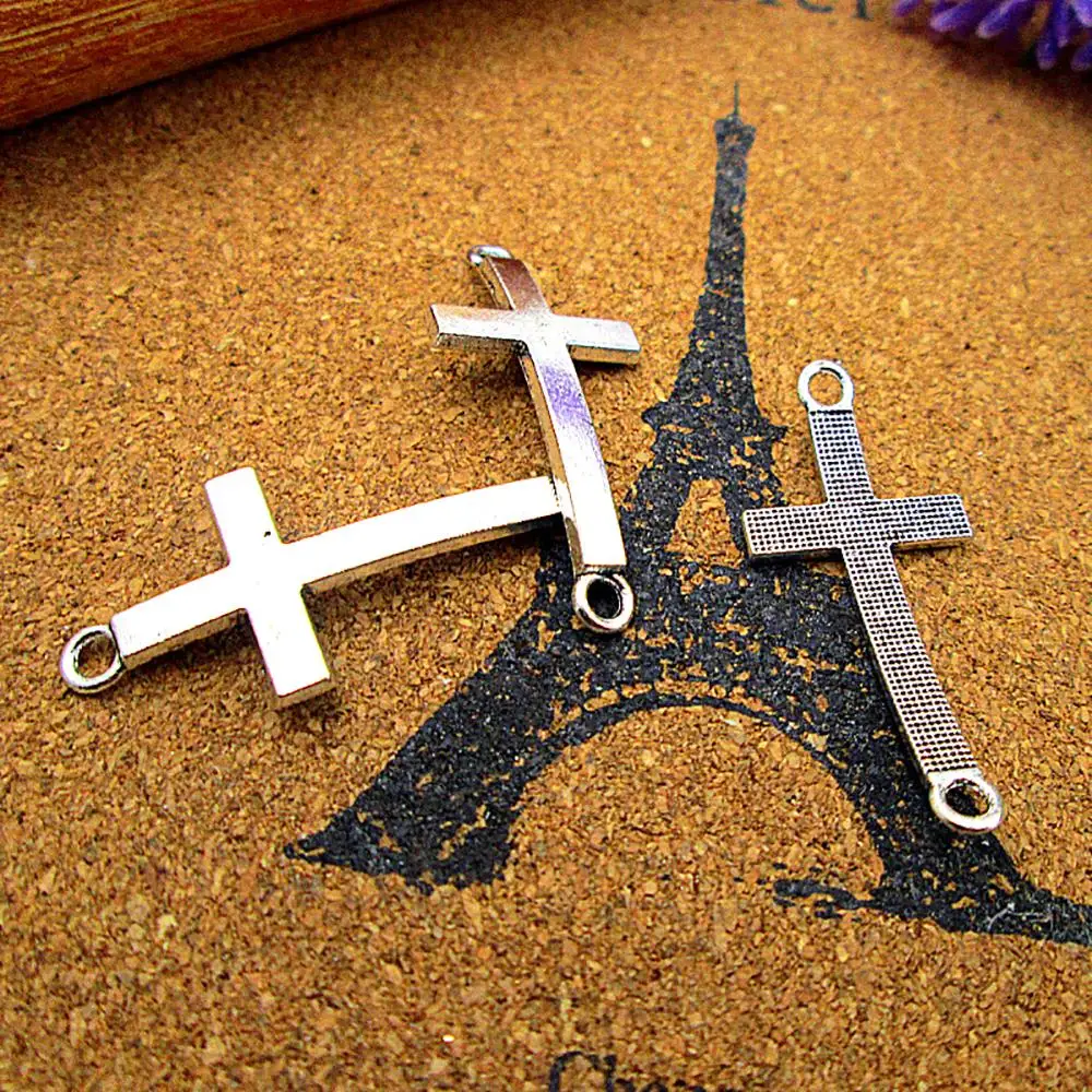 

80pcs--37x16mm Cross Charms For Jewelry Making DIY Findings Antique Silver Color Alloy Pendants