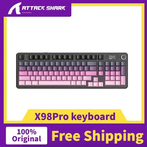 ATTACK SHARK X98PRO 기계식 키보드 트라이 모드 가스켓 TFT 스크린 노브 RGB 핫스왑 99키 레이아웃 게이밍 액세서리