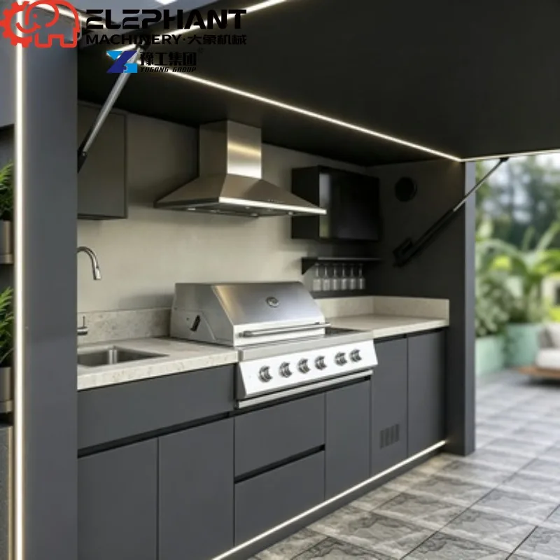 Mobile Home Outdoor Kitchen BBQ Island Sink Grill Stainless Steel 304 Chrome Plated Remote Control Flame Safety Device Easily