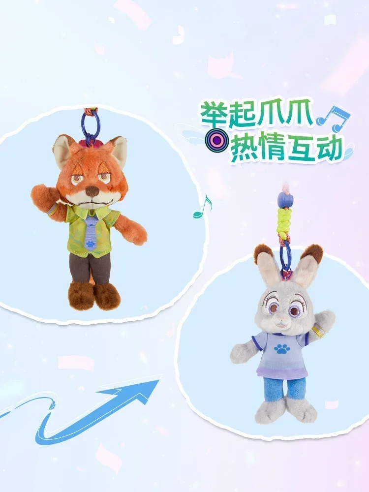 Disney Zootopia Music Festival Series Anime Figure Judy Nick Plush Doll Keychain Pendant Accessories Kawaii Toy Birthday Gift