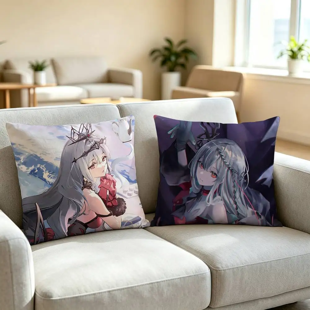 A-Arknights Skadi M-Mobile Game Square Double-Sided printed Pillow Case Bedroom Bedside Pillow Sofa Cushion Cover