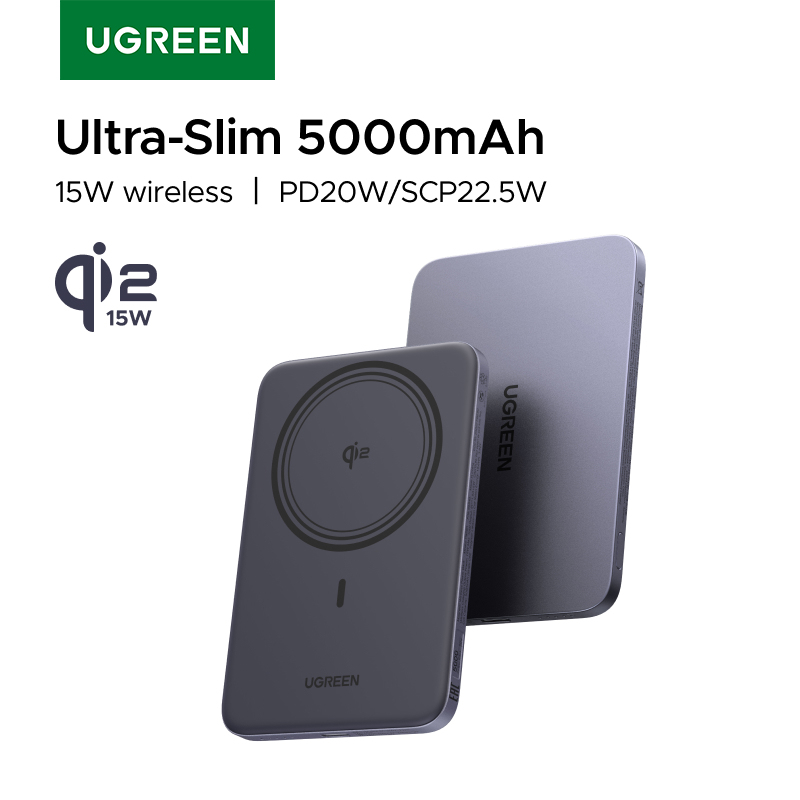  UGREEN Ultra Slim 20W Qi2 15W Magnetic Power Bank 5000mAh PowerBank for Magsafe Wireless Fast Charging for iPhone 17 Pro 