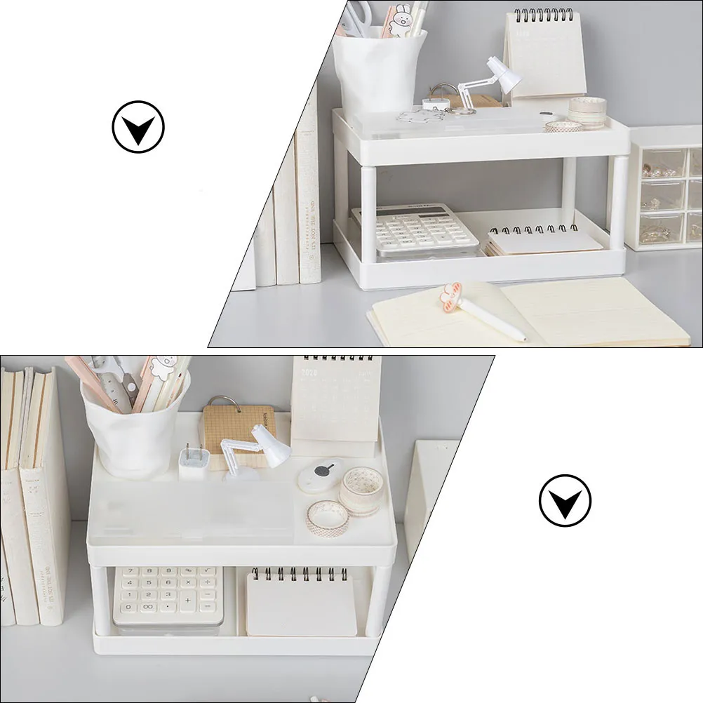 

1 шт. Премиум-органайзер для хранения из полипропилена, двухуровневая настольная подставка для дома и офиса, полка для канцелярских принадлежностей, настольная подставка для хранения