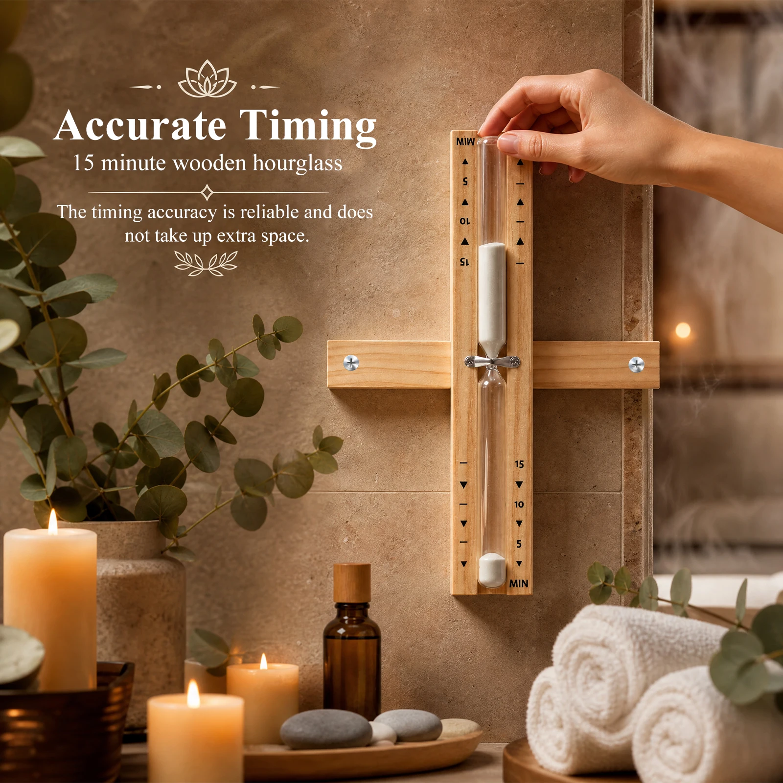 15 Minutes Sauna Wooden Hourglass Sand Timer Rotatable Sauna Hourglass Sand Clock Wall-mounted Hourglass Sand Watch for Gym Yoga