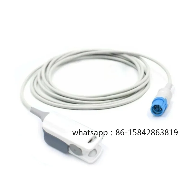 Draeger 3375834 Compatible SpO2 Sensor Probe Adult Finger Probe, Drager SpO2 Extension Adapter Cable, Blue 7 Pins