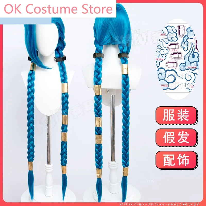 Lol Jinx Battle Of The Two Cities Wig 120cm Cosplay Costume Cos Game Anime Party Uniform Hallowen Play Role Clothes Clothing