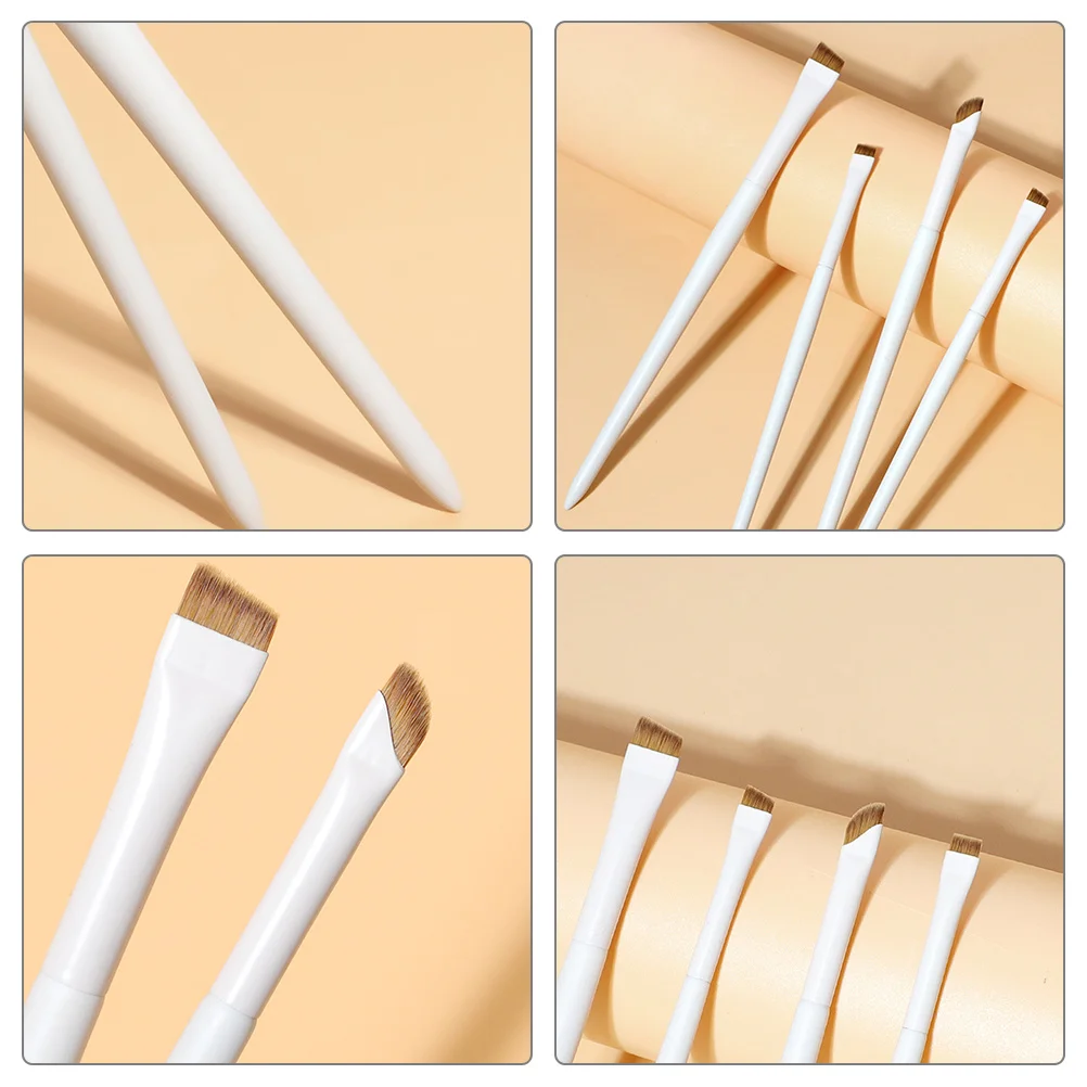 4 個のアイライナーブラシセット眉毛アイシャドウメイクアップツールポータブル軽量ブラシアイメイク旅行用