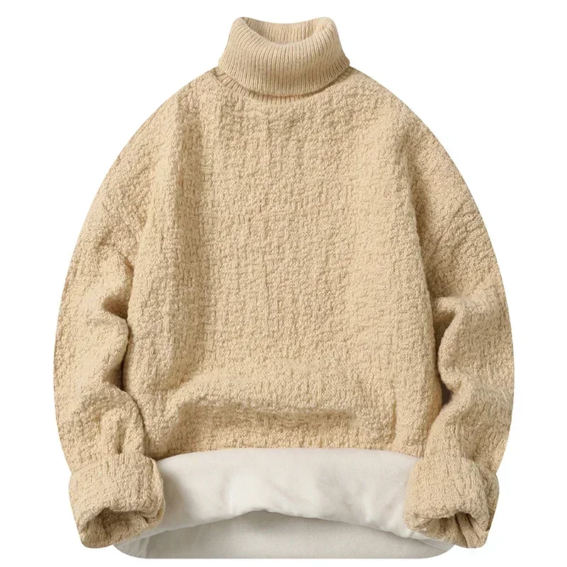 New Autumn Winter High Neck Home Clothes with Thickened Cashmere Luxurious Comfortable Versatile Men's Pullover Warm Pajamas