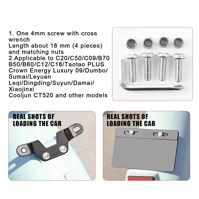 1/2Pcs Anti-sway Fixing Bracket Metal Extension Frame Electric Vehicle Scooter Rear License Plate Bracket Modified License Plate