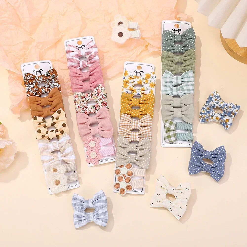 

10Pcs/set Lovely Fabric Printed Flower Bow Hair Clips for Women Girls Cute Barrette Boutique Headwear Kids Hair Accessories 2025