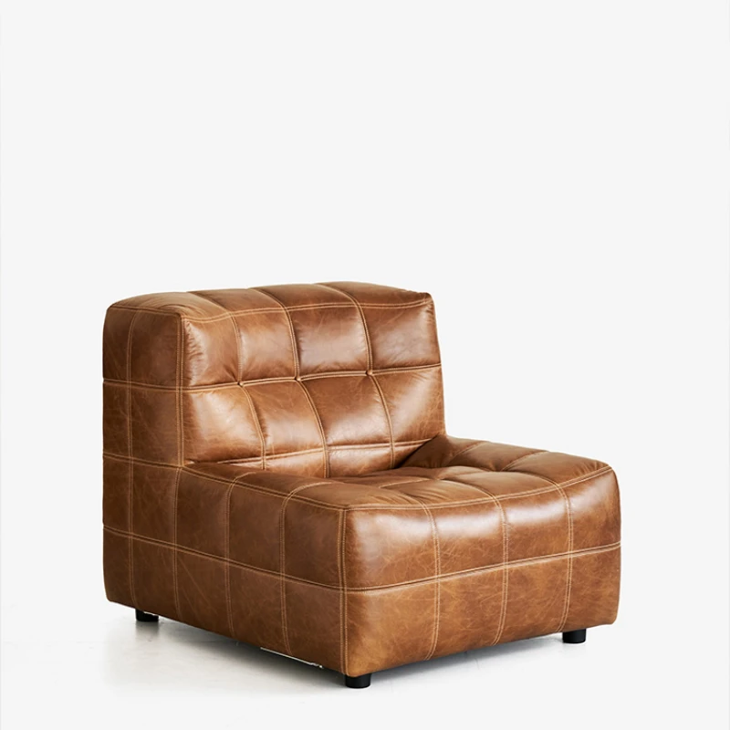 

Leather sofa, light luxury living room, Italian minimalist cowhide Cuban modular sofa DAB