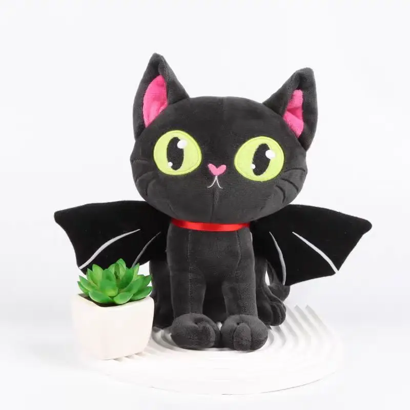 28cm Black Batcat Cartoon Halloween Animal Plush Toy Funny Toy Dolls Boys and Girls Companion Toys Christmas and Halloween Gifts