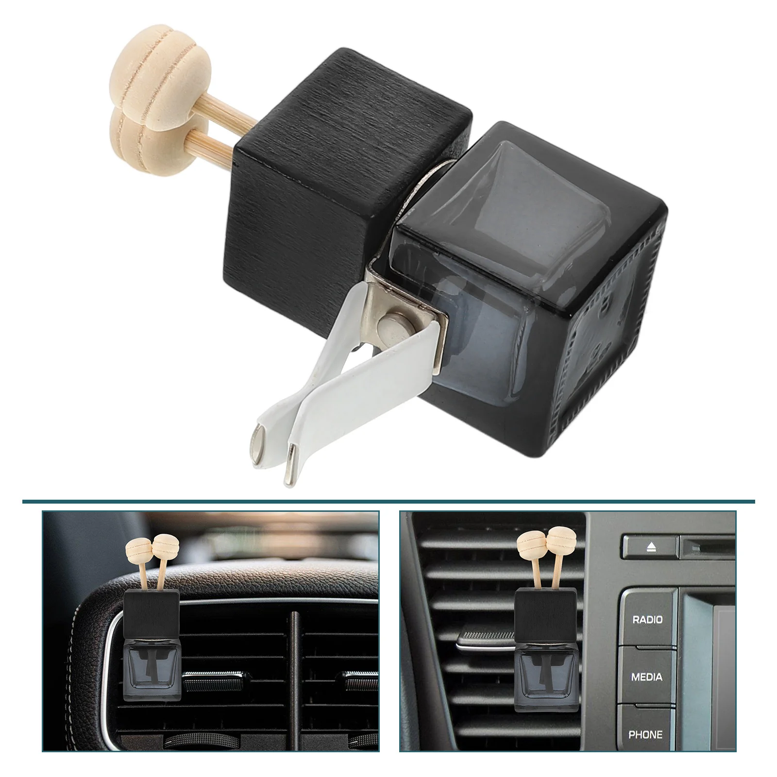 

Car Air Freshener Vent Clip Essential Oil Diffuser Clear Glass Auto Perfume Aromatherapy Bottle Fragrance Decor