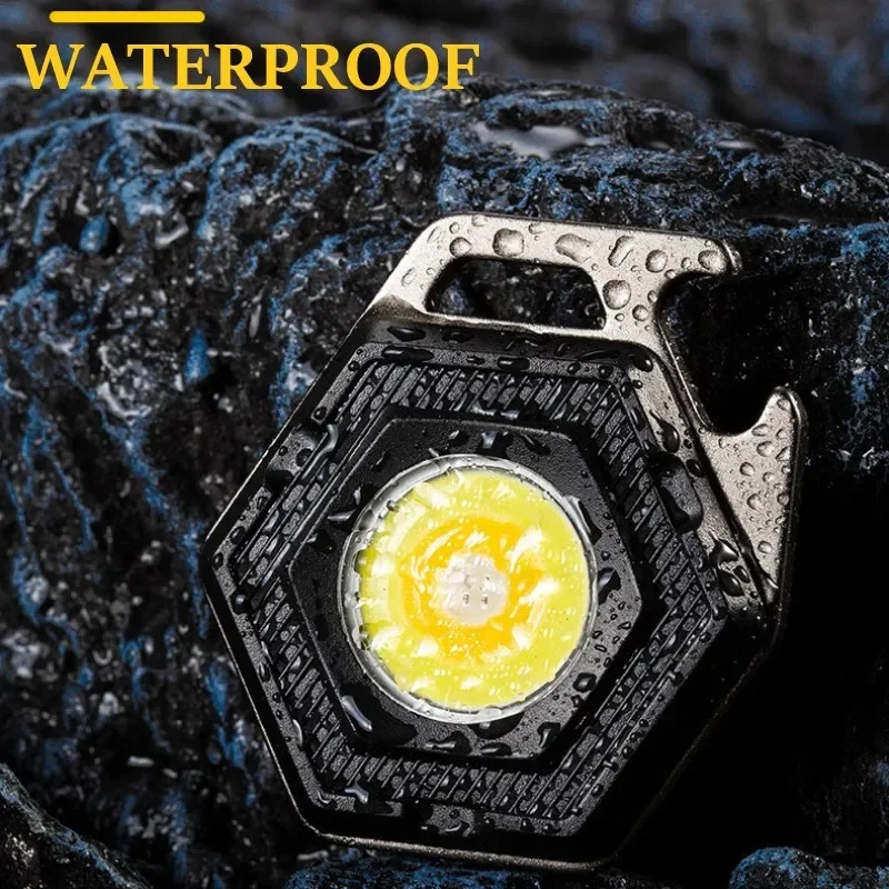 1-10PCS Multifunctional Mini Flashlight KeyChain Strong Magnet Work Light USB Rechargeable Outdoor Waterproof Camping Emergency