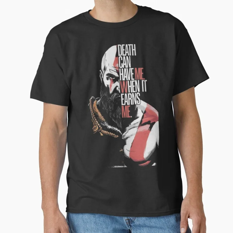 

God of war Kratos Quote Gaming Art 80s video game series The warrior of gods Norse mythology Sparta T-shirt large size Tops