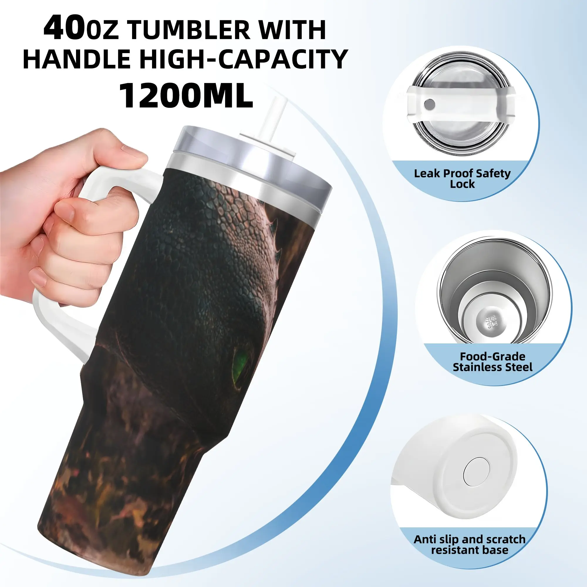 كيفية تدريب التنانين الخاص بك بهلوان زجاجة الماء البارد والساخن الحفاظ على الحرارة أكواب حرارية من الفولاذ المقاوم للصدأ مخصصة لتقوم بها بنفسك أكواب سيارة الشاطئ #3