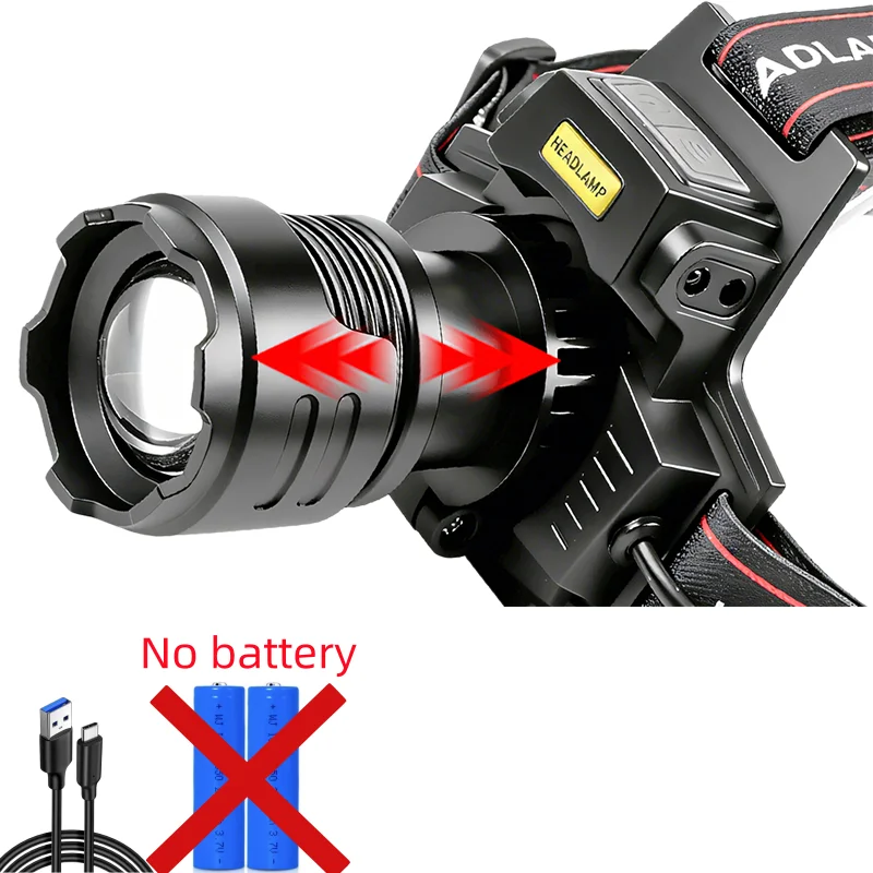 Nieuwe koplamp Type-C snellaadbaar telescopische zoom buiten zoeklicht sterk licht lange reikwijdte langdurige koplamp