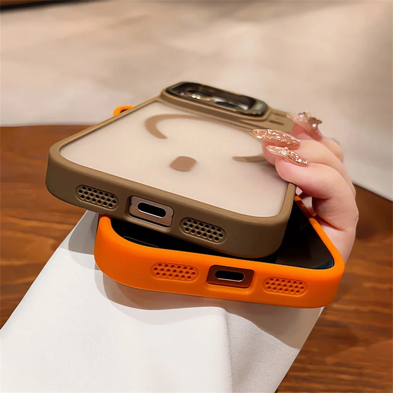 حافظة ملونة رسمية لهاتف آيفون 17 برو ماكس حافظة Air 16 15 14 13 12 11 Pro Max لهاتف Magsafe حامل شحن لاسلكي غطاء للعدسات