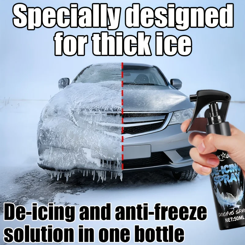 

50ML Multi-Purpose Car Ice Melt & Snow Remover, Designed for Thick Ice, Prevents Sliding,Suitable for Windshield,Rearview Mirror