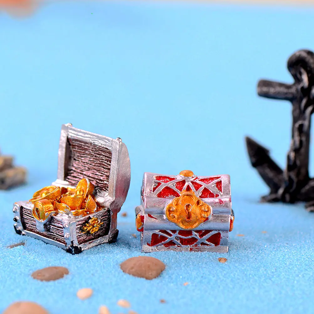

8 Pcs Treasure Box Ornaments Household Aquarium Decor Resin Decoration Tiny Chest for Aquariums Fish Tank Accessory