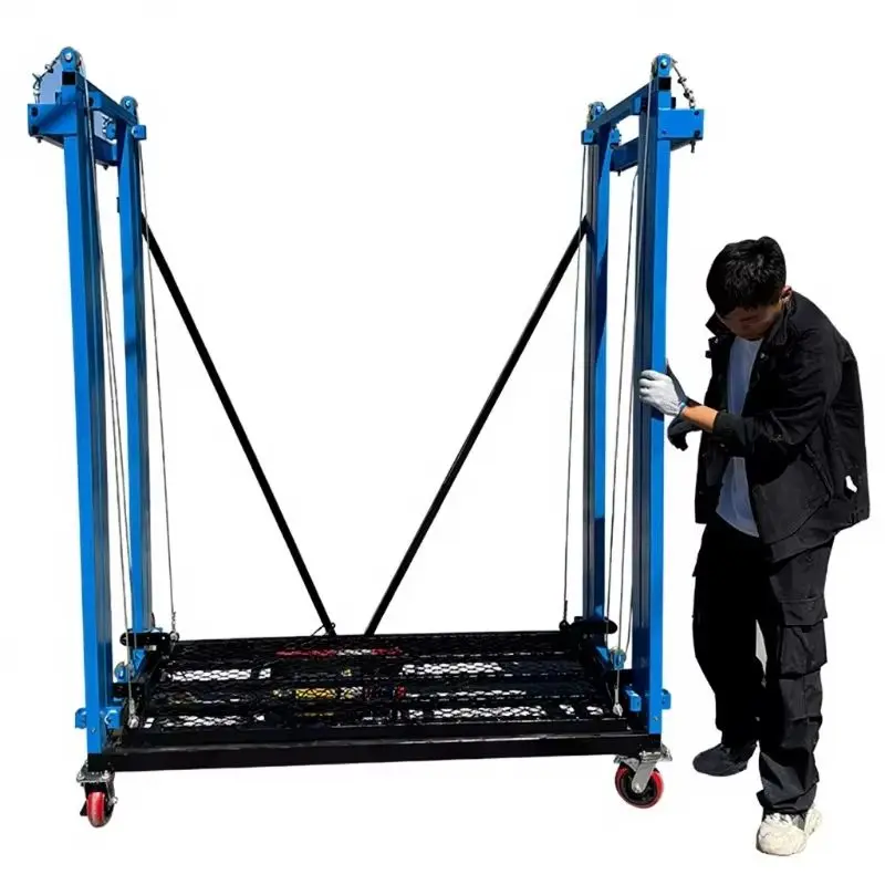 Electric Scaffold Lift 2-10M Height 500Kg Capacity Remote Control Portable Aluminum Construction Platform Adjustable Movable