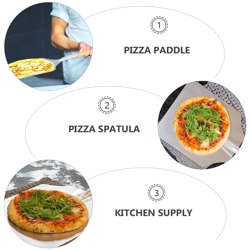 

1pc Spiral Detachable Pizza Peel Wood Handle Kitchen Shovel Baking Tool Oven Lifter Pancake Transfer Spatula Aluminum