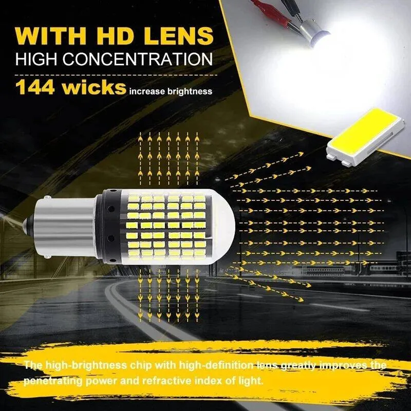 2 Stuks 1156 Ba 15S P 21W Bau15 S Py21 W T20 7440 W 21W 3157 1157 P21/5W W21/5W Led-Lampen 144smd Led Canbus Lamp Voor Richtingaanwijzer Licht