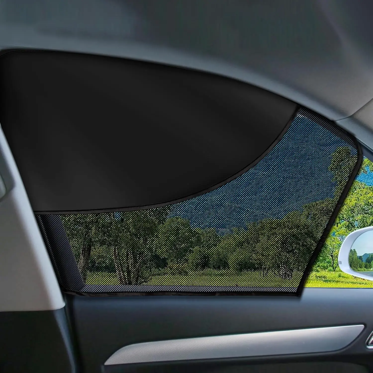 

2 PCS Car Window Shades, Magnetic Double Layer Car Side Window Sun Shades with Full Shade/Half Shade, Front Window Covers for Dr