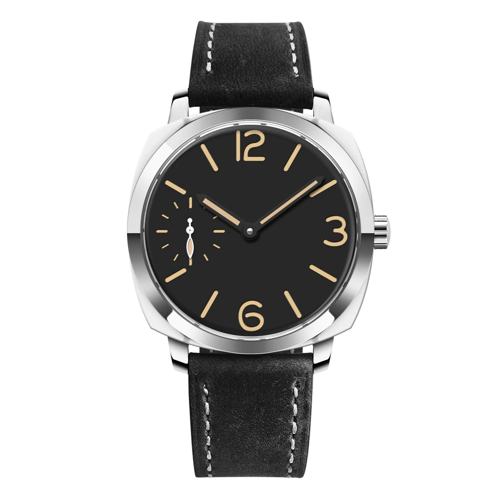 Стерильные часы Corgeut с логотипом, 42 мм, st3600, водонепроницаемые мужские механические часы с сапфировым стеклом, кожаные, с ручным заводом